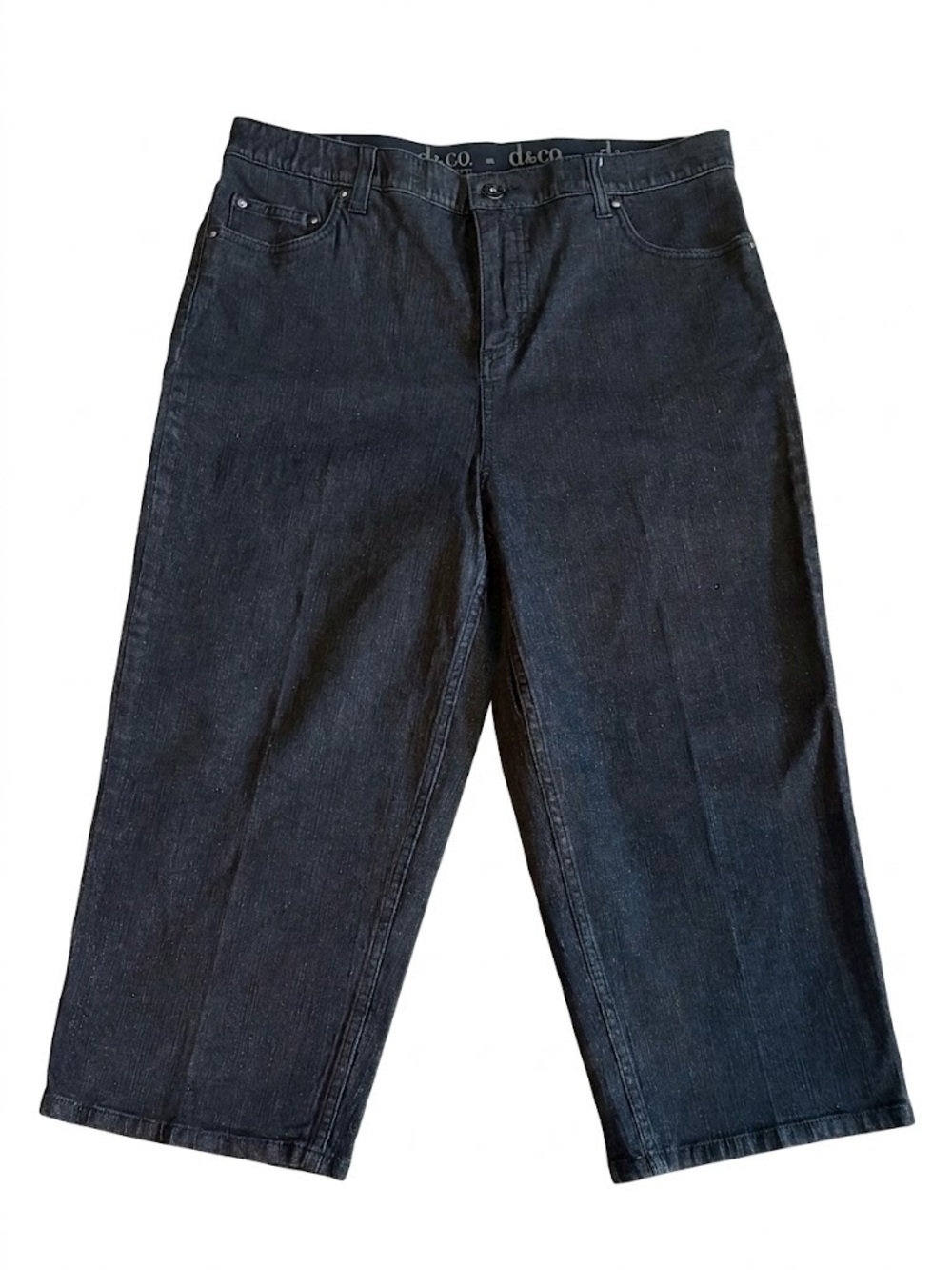Denim & Co. Cropped Black Wash Denim Jeans Size 14